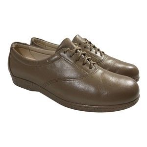 SAS Women's 8.5M Whisper Lace Up Shoes Bone Mocha Walking Tripad Comfort EUC